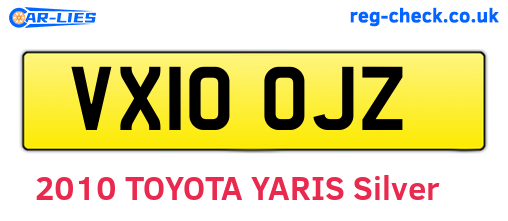 VX10OJZ are the vehicle registration plates.