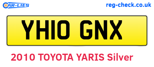 YH10GNX are the vehicle registration plates.