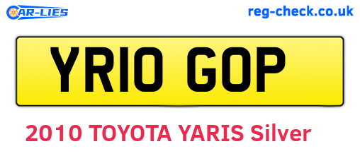 YR10GOP are the vehicle registration plates.