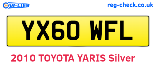 YX60WFL are the vehicle registration plates.