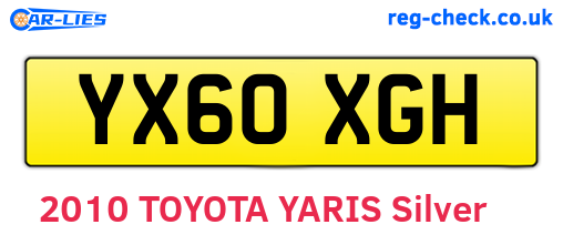 YX60XGH are the vehicle registration plates.