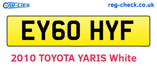 EY60HYF are the vehicle registration plates.