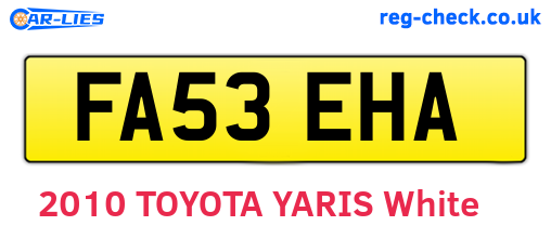FA53EHA are the vehicle registration plates.