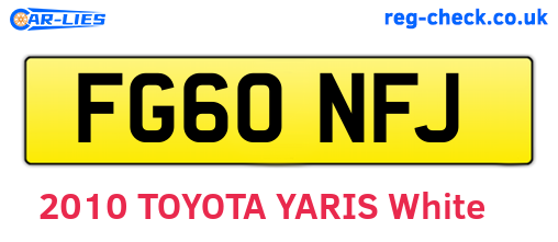 FG60NFJ are the vehicle registration plates.