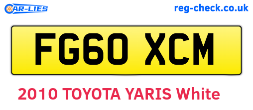 FG60XCM are the vehicle registration plates.