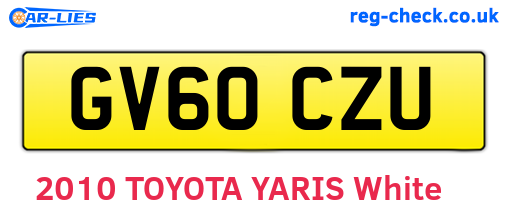 GV60CZU are the vehicle registration plates.