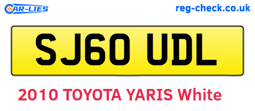 SJ60UDL are the vehicle registration plates.