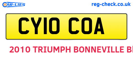 CY10COA are the vehicle registration plates.