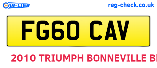 FG60CAV are the vehicle registration plates.