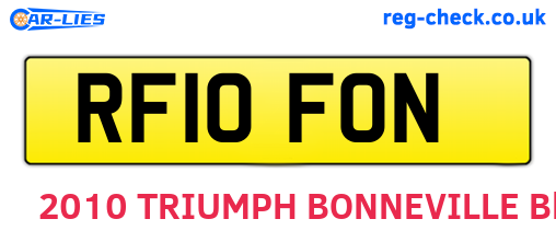 RF10FON are the vehicle registration plates.