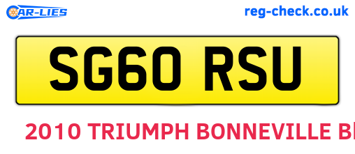SG60RSU are the vehicle registration plates.