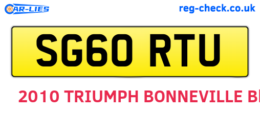 SG60RTU are the vehicle registration plates.