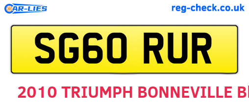 SG60RUR are the vehicle registration plates.