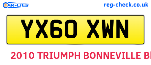 YX60XWN are the vehicle registration plates.