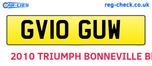 GV10GUW are the vehicle registration plates.