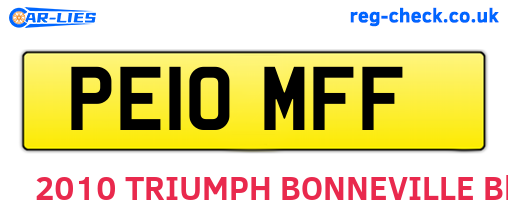 PE10MFF are the vehicle registration plates.