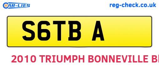 S6TBA are the vehicle registration plates.