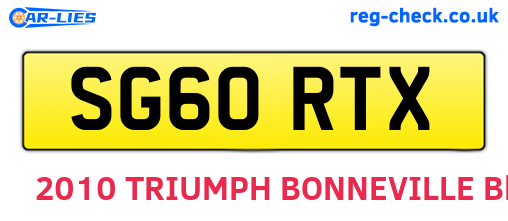 SG60RTX are the vehicle registration plates.