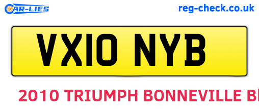 VX10NYB are the vehicle registration plates.
