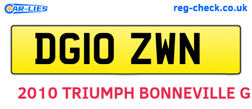 DG10ZWN are the vehicle registration plates.
