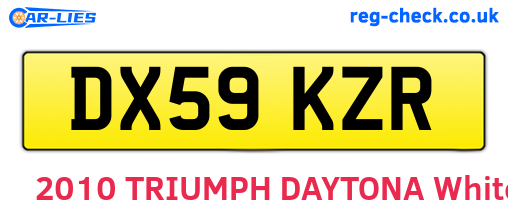 DX59KZR are the vehicle registration plates.