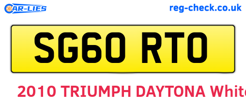 SG60RTO are the vehicle registration plates.