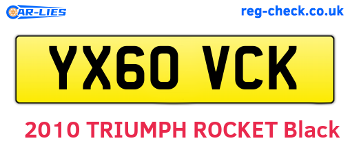 YX60VCK are the vehicle registration plates.