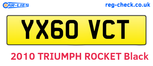 YX60VCT are the vehicle registration plates.