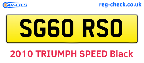 SG60RSO are the vehicle registration plates.
