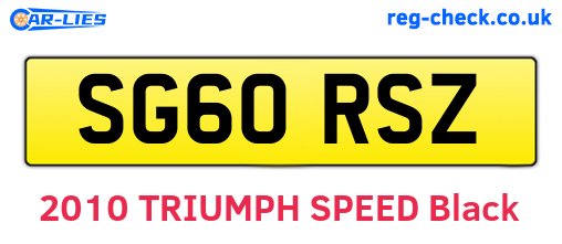 SG60RSZ are the vehicle registration plates.