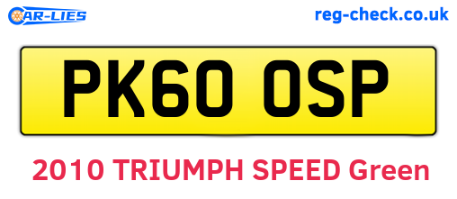 PK60OSP are the vehicle registration plates.