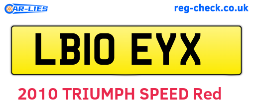 LB10EYX are the vehicle registration plates.