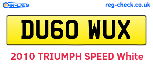 DU60WUX are the vehicle registration plates.