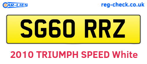 SG60RRZ are the vehicle registration plates.
