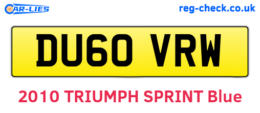 DU60VRW are the vehicle registration plates.