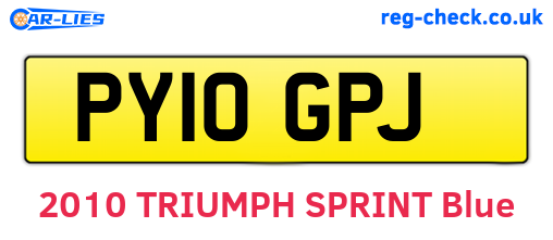 PY10GPJ are the vehicle registration plates.