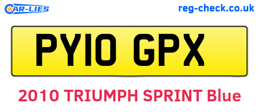 PY10GPX are the vehicle registration plates.