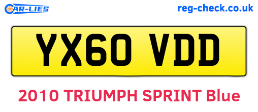 YX60VDD are the vehicle registration plates.