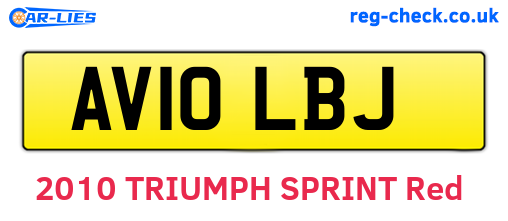 AV10LBJ are the vehicle registration plates.