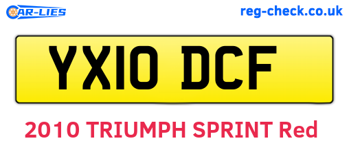YX10DCF are the vehicle registration plates.