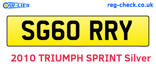 SG60RRY are the vehicle registration plates.