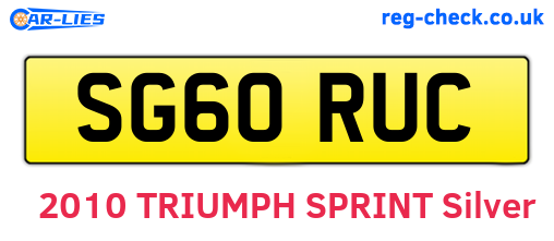 SG60RUC are the vehicle registration plates.