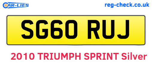 SG60RUJ are the vehicle registration plates.