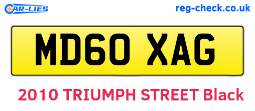 MD60XAG are the vehicle registration plates.