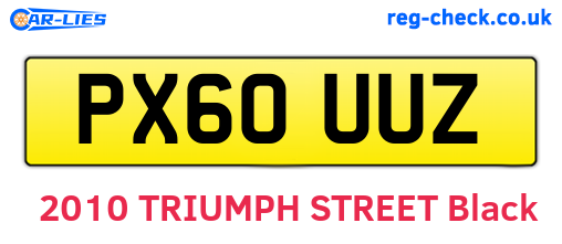 PX60UUZ are the vehicle registration plates.