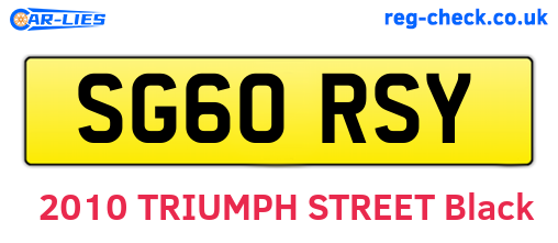 SG60RSY are the vehicle registration plates.