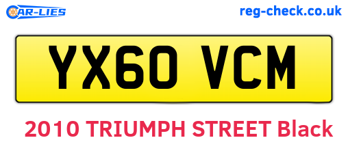 YX60VCM are the vehicle registration plates.