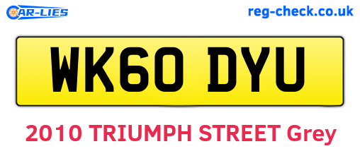 WK60DYU are the vehicle registration plates.
