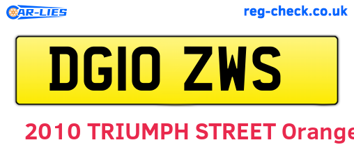 DG10ZWS are the vehicle registration plates.
