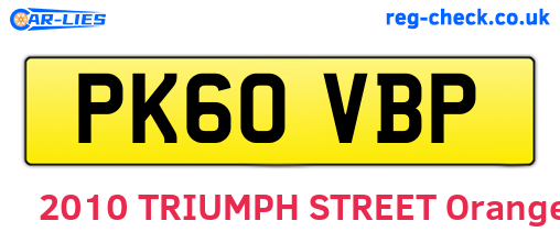 PK60VBP are the vehicle registration plates.